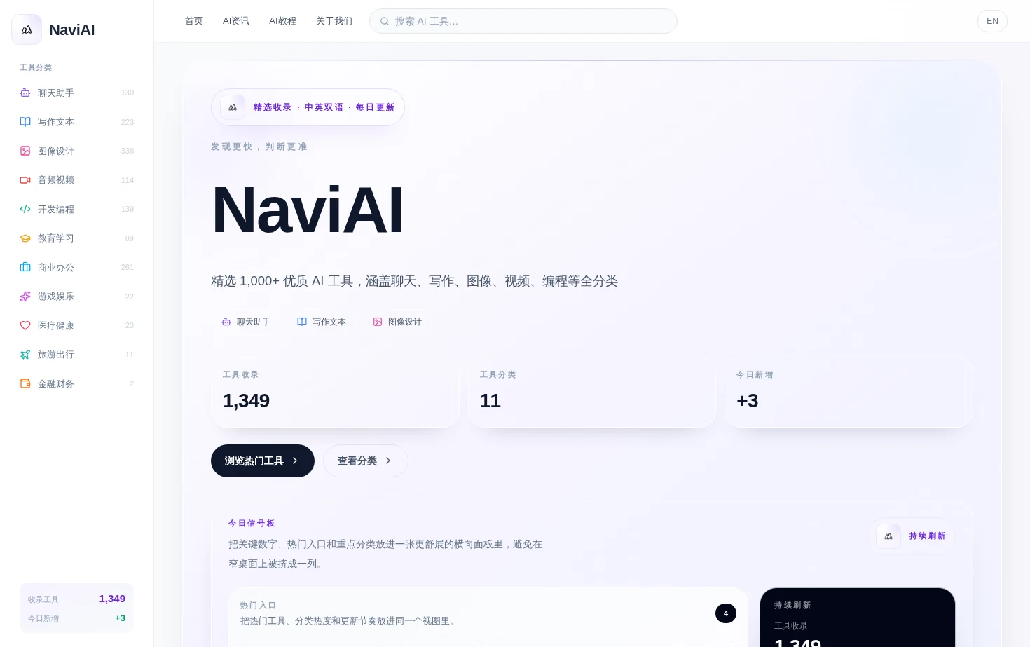 NaviAI - AI工具导航 页面快照